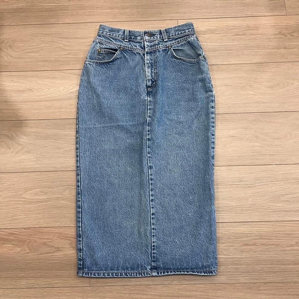 Levis Vintage USA Denim Maxi Skirt High Rise Women 10 Coastal Cowgirl Western